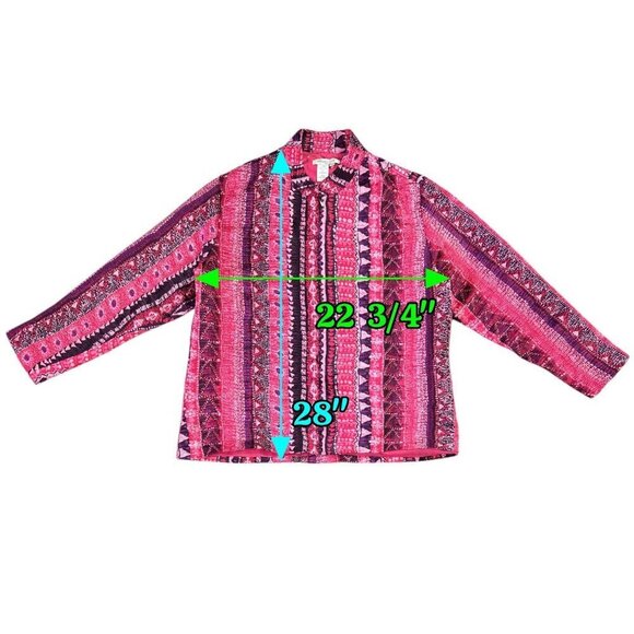 Coldwater Creek Pink Purple Abstract Geometric Crinkle Texture Zip Jacket Boho - Picture 3 of 7